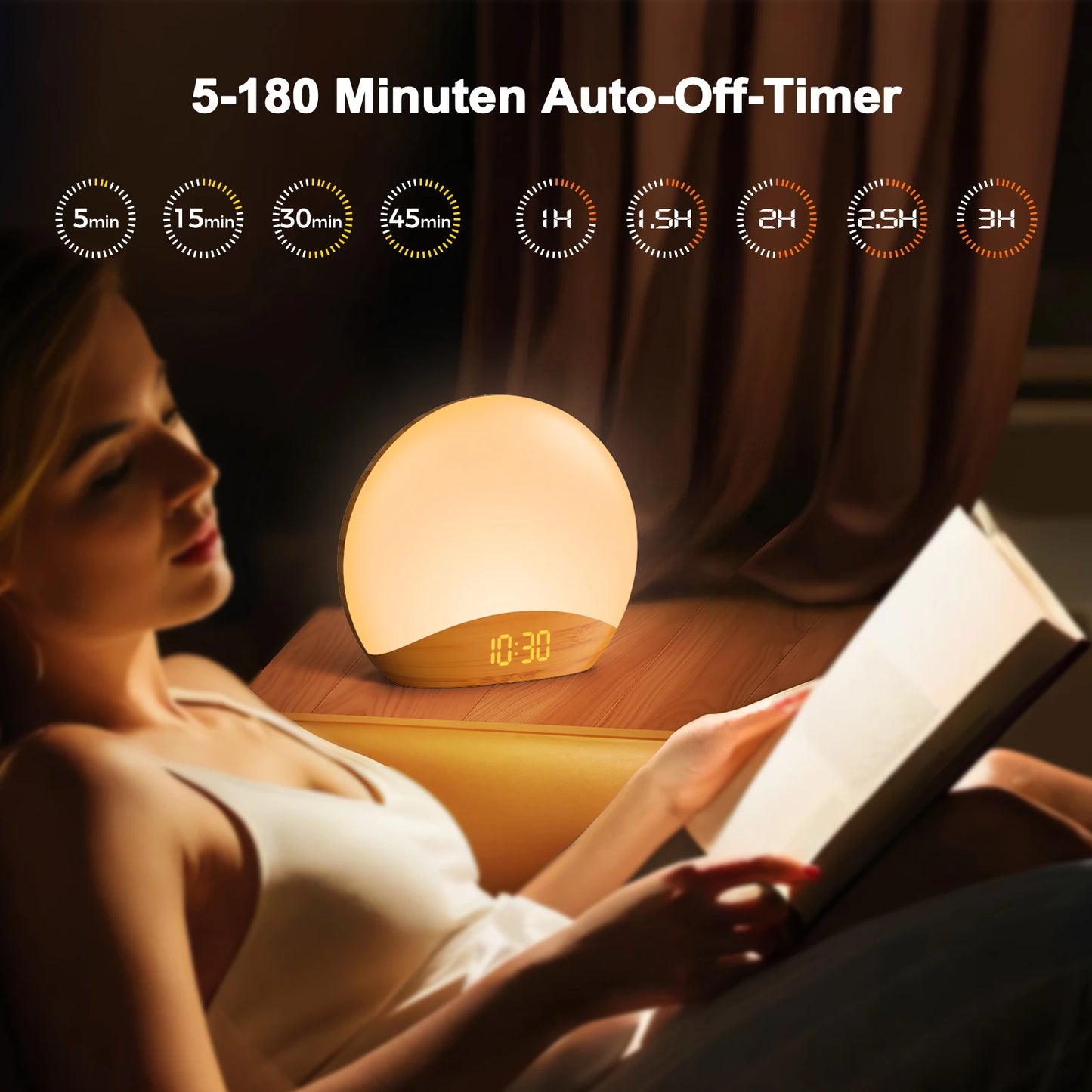 Sunrise Alarm Clock Wood Grain - Sound Machine, Dimmable