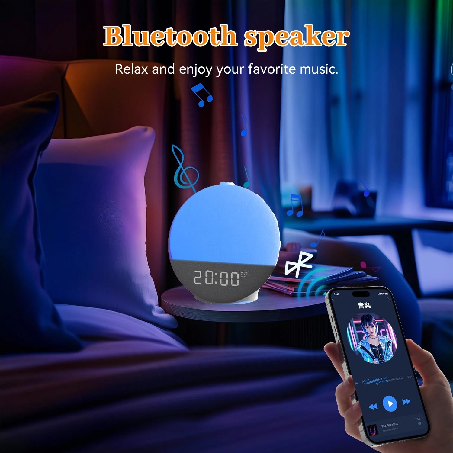 Smart sunrise alarm clock - top view