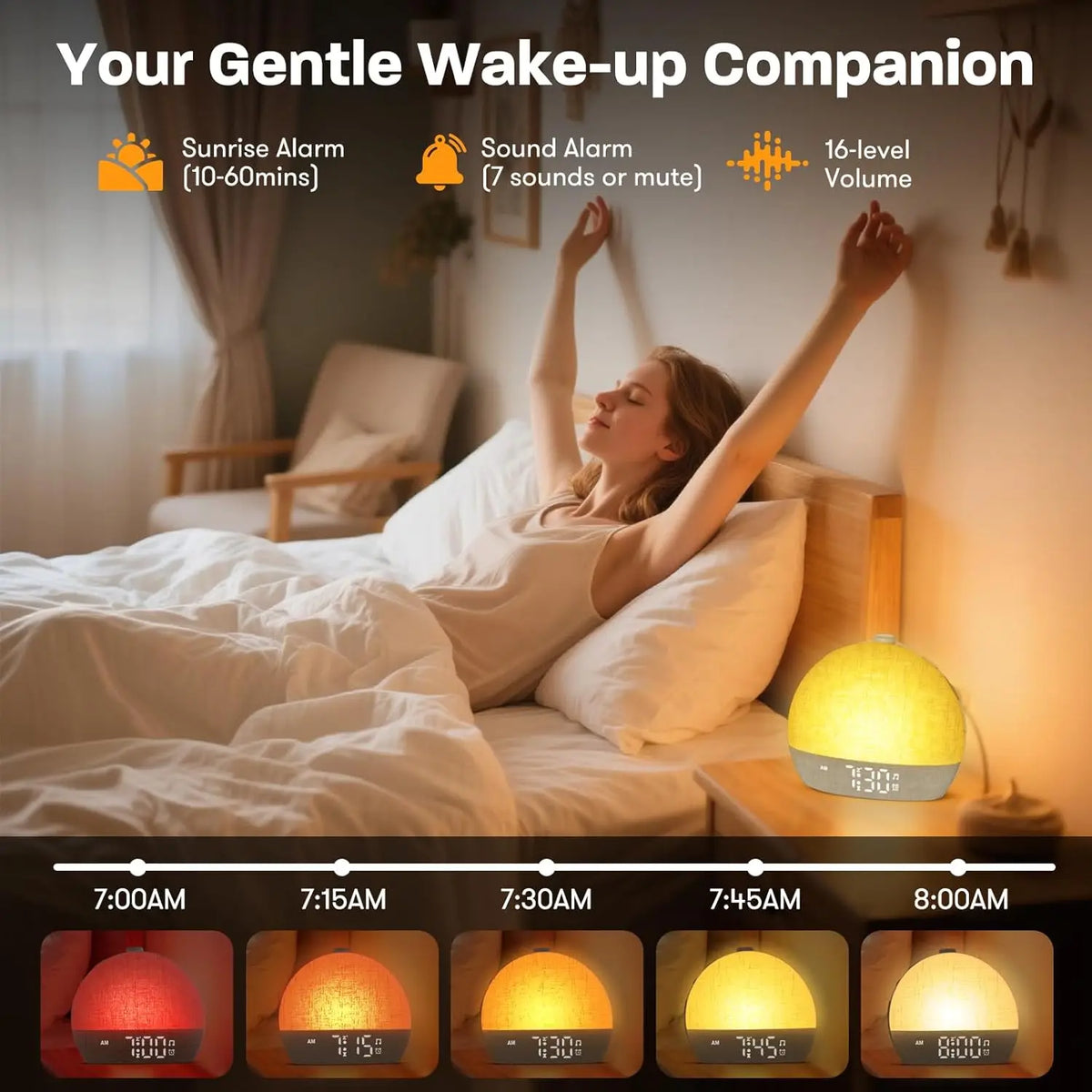 Sunrise alarm clock LED display - side view