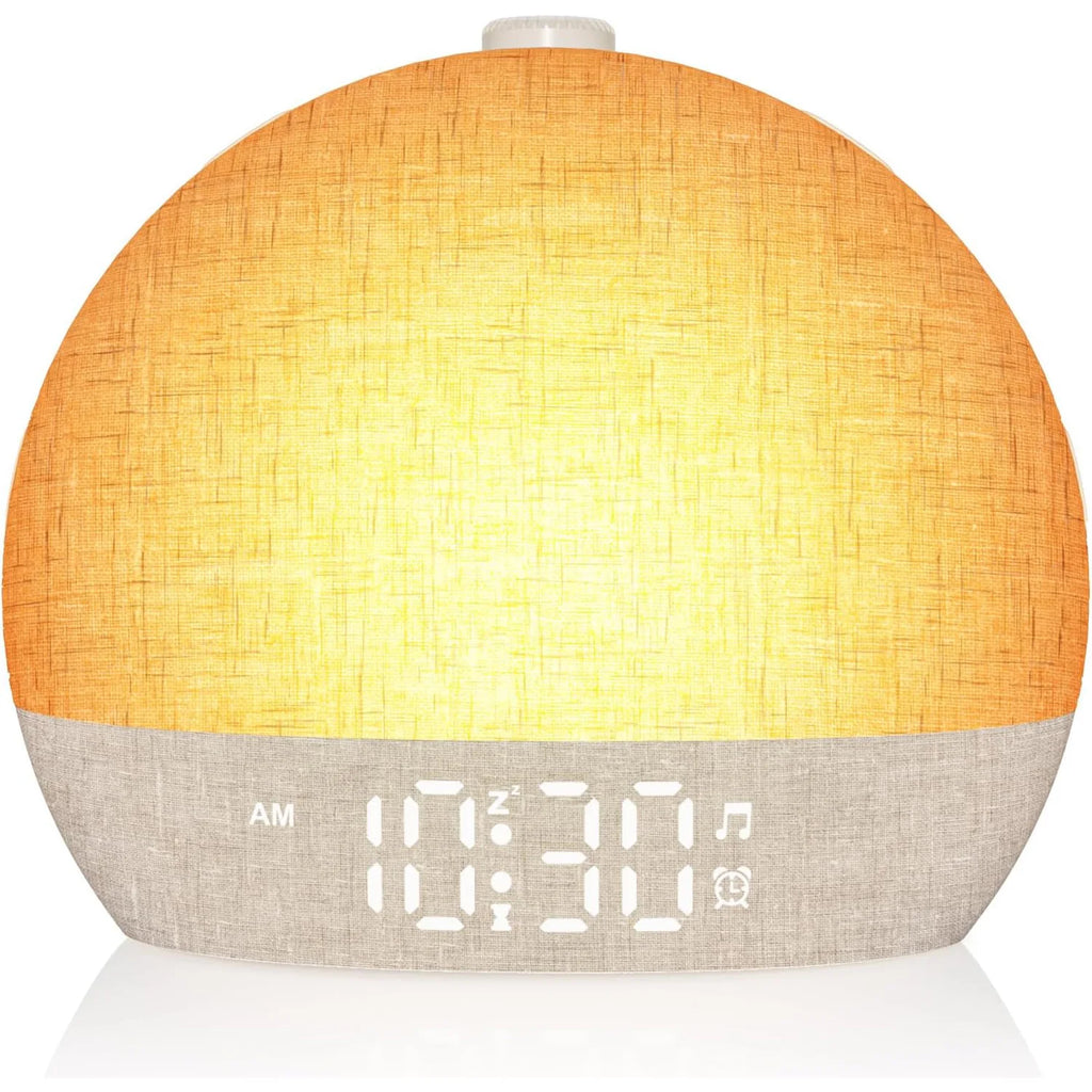 Sunrise alarm clock with dimmable RGB light - front view