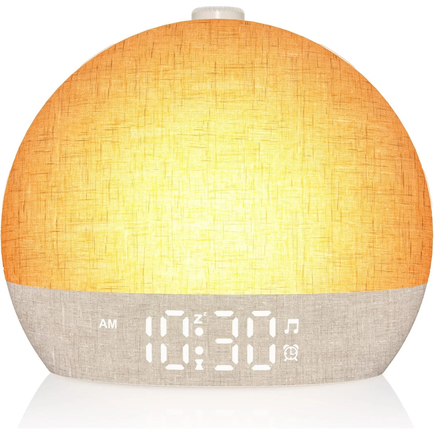 Sunrise alarm clock with dimmable RGB light - front view