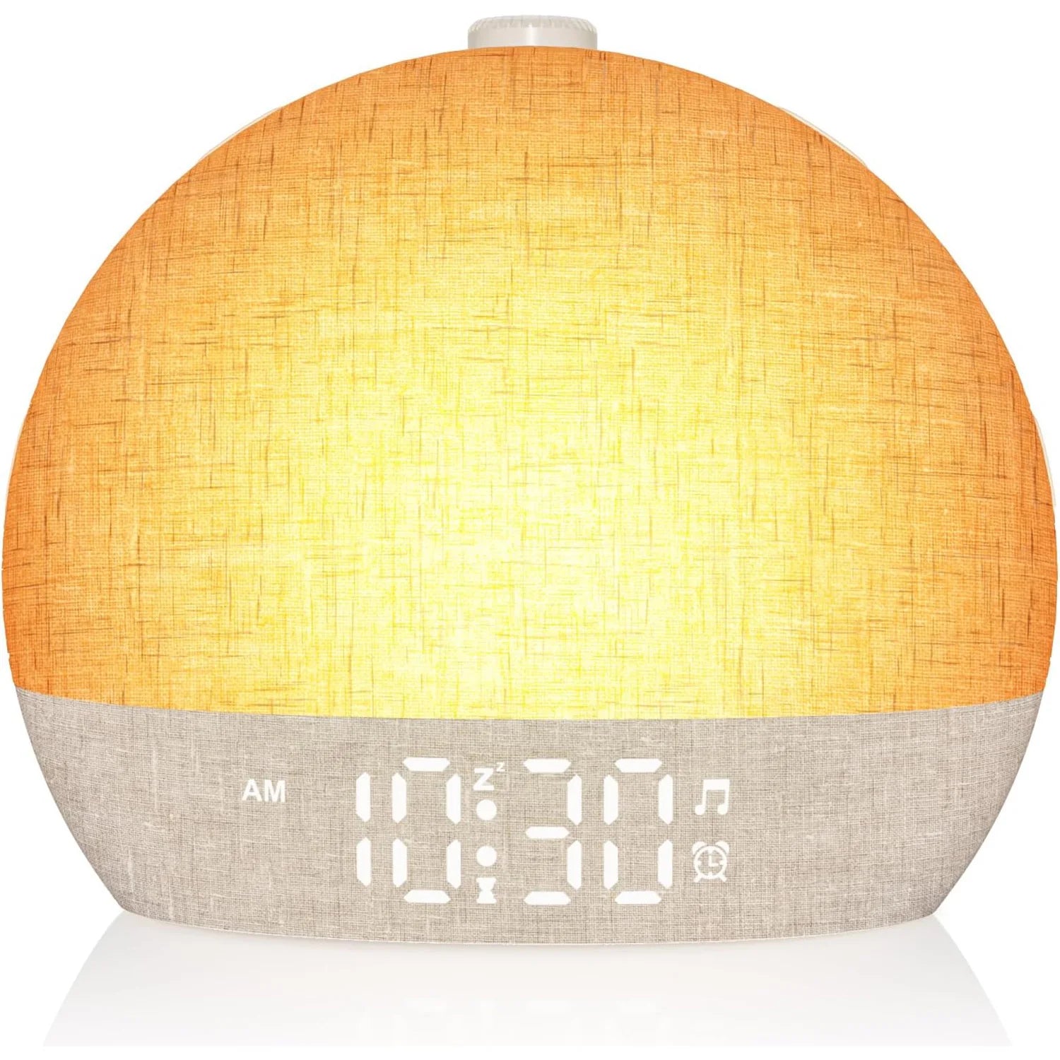 Sunrise alarm clock with dimmable RGB light - front view